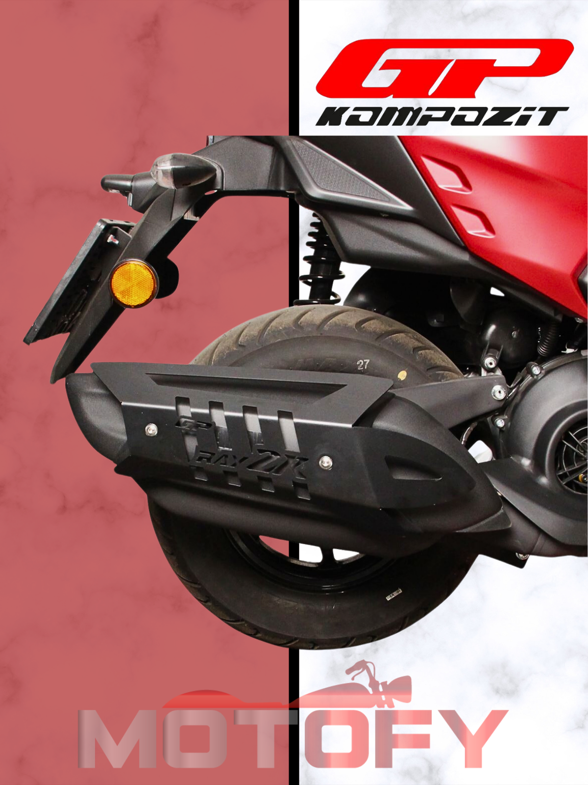 GP Kompozit Yamaha RayZR 2024 Uyumlu Egzoz Koruma Kapağı Siyah