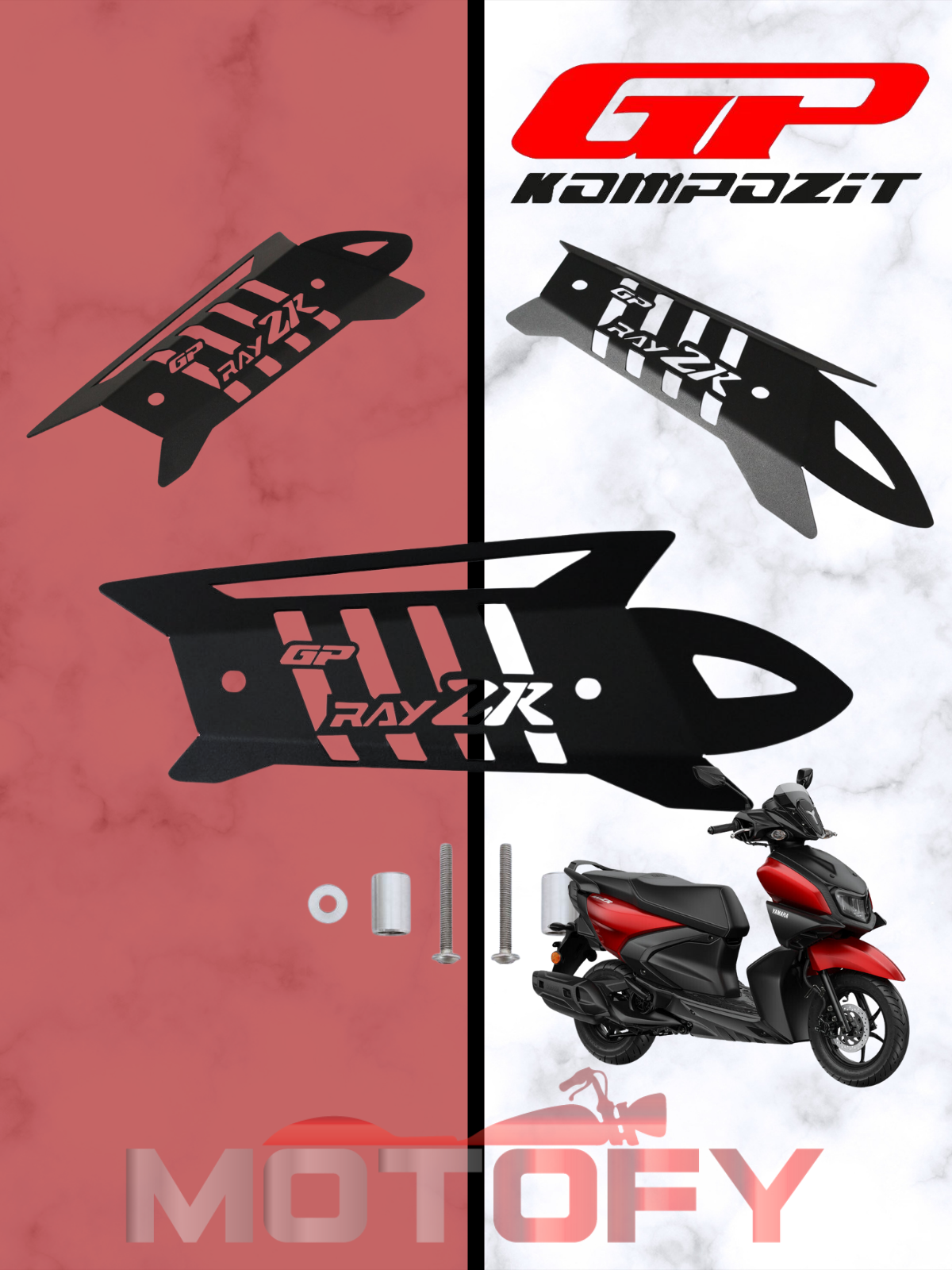 GP Kompozit Yamaha RayZR 2024 Uyumlu Egzoz Koruma Kapağı Siyah