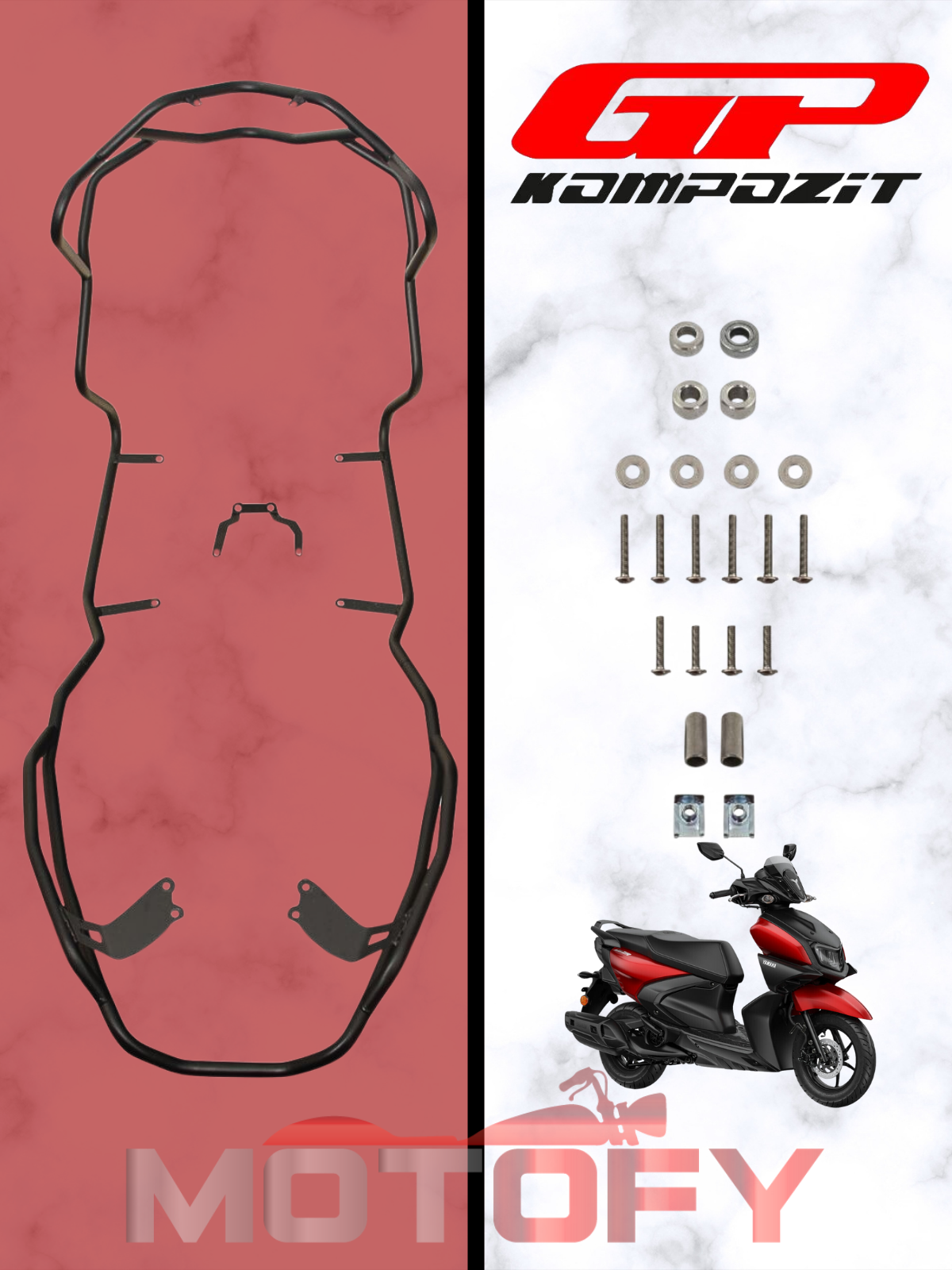 GP Kompozit Yamaha RayZR 2024 Uyumlu Motor Koruma Demiri Siyah