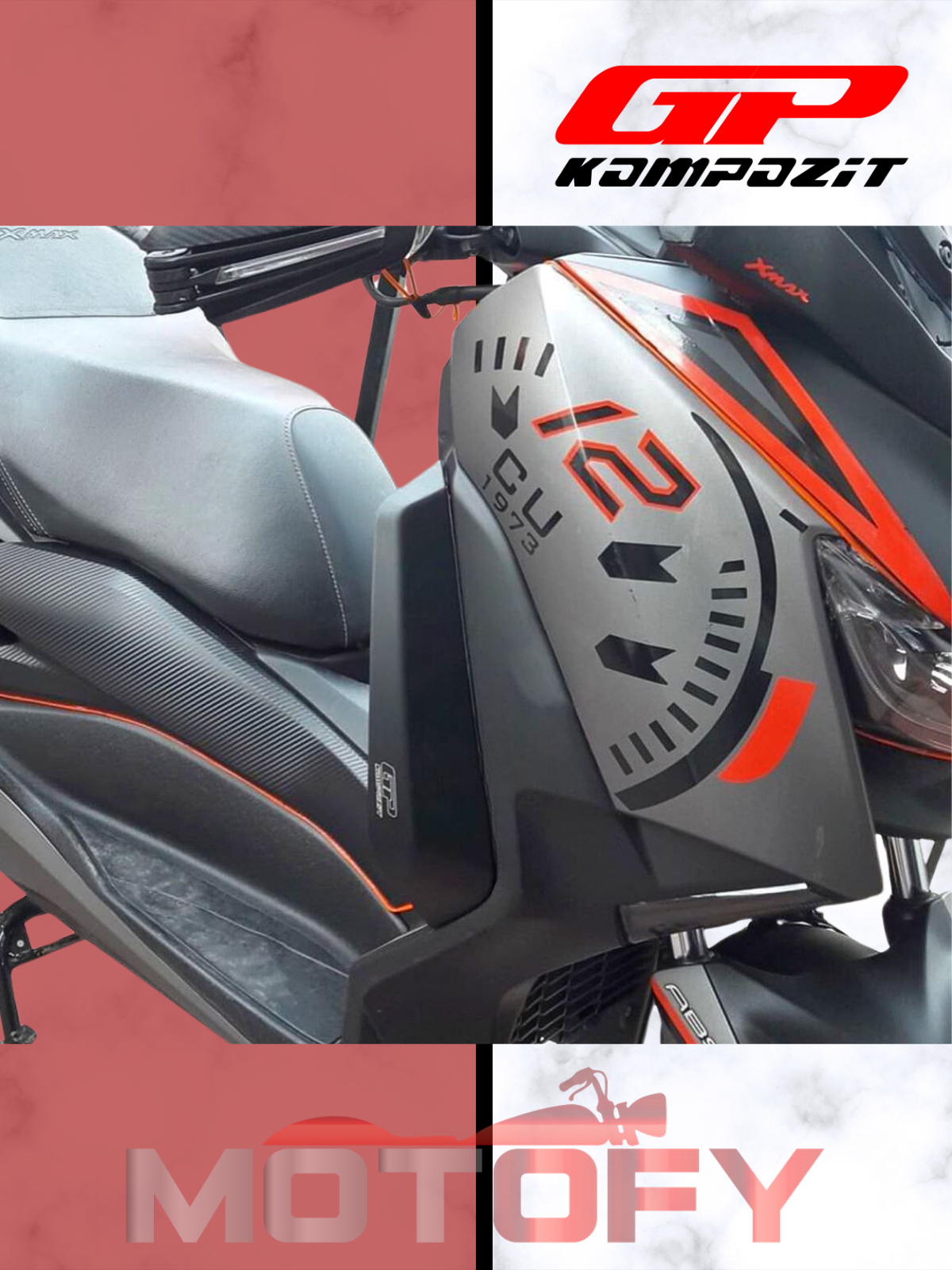 GP Kompozit Yamaha XMAX 250-400 2018-2022 Uyumlu Bacak Koruma Fiber