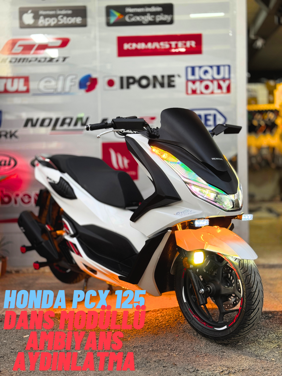 HONDA PCX 125 - 150 UZAKTAN KUMANDALI 16 MODLU ÇAKAR DANS MODÜLLÜ AMBİYANS AYDINLATMA - MOTOSİKLET ALTI AYDINLATMA AMBER - TURUNCU RENK