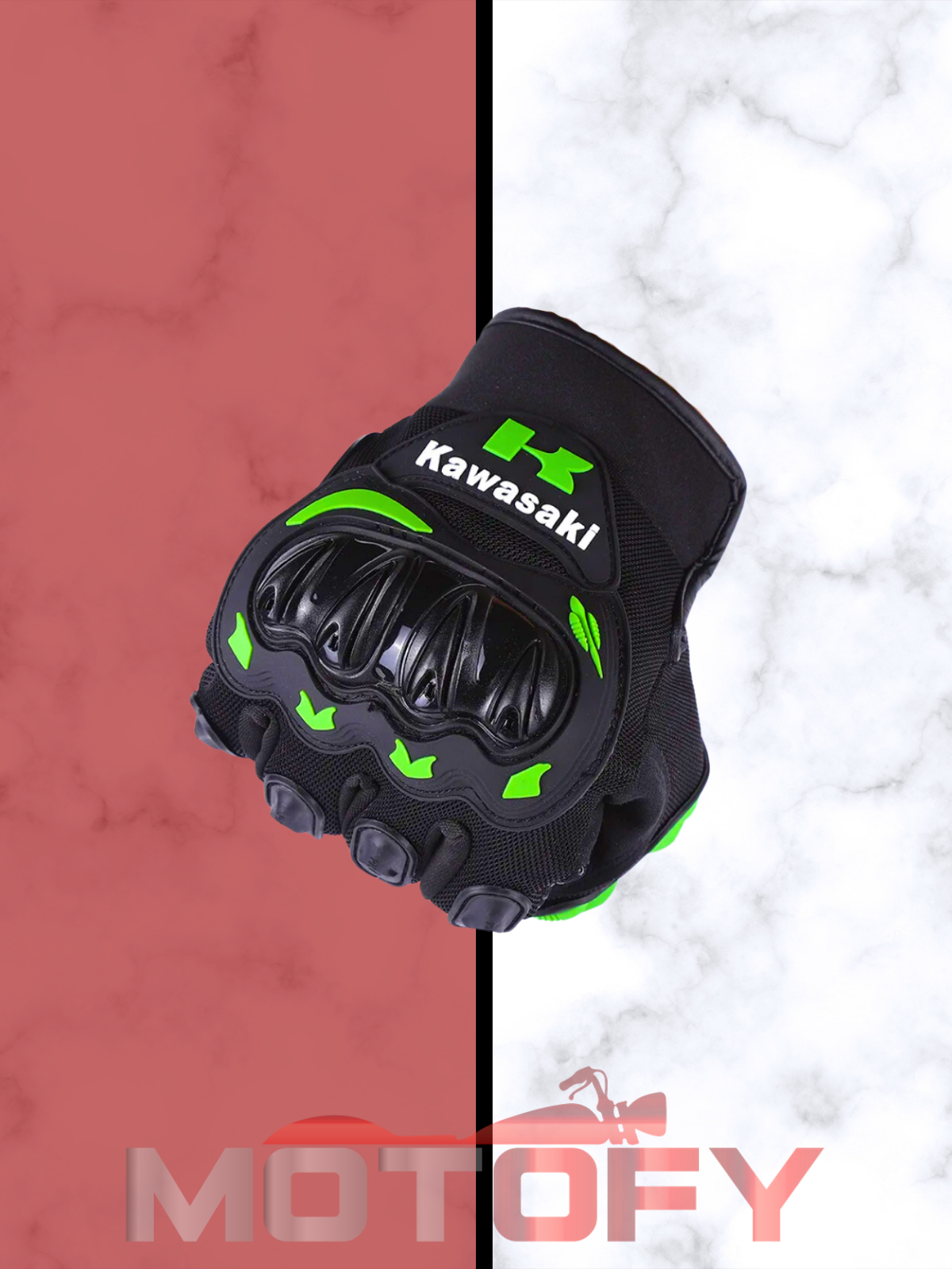 KAWASAKİ LOGOLU MOTOSİKLET ELDİVENİ - XXL BEDEN