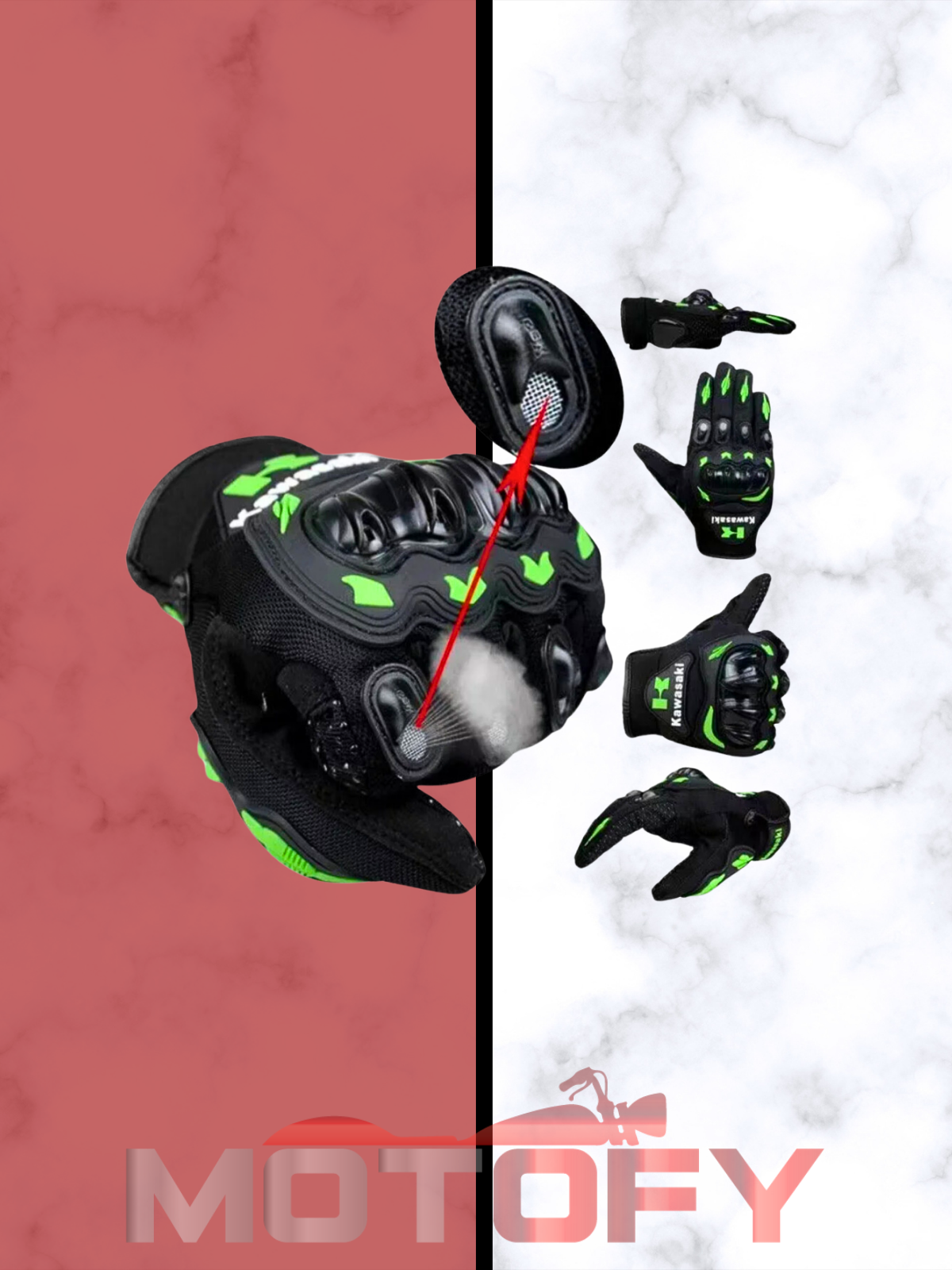 KAWASAKİ LOGOLU MOTOSİKLET ELDİVENİ - XXL BEDEN