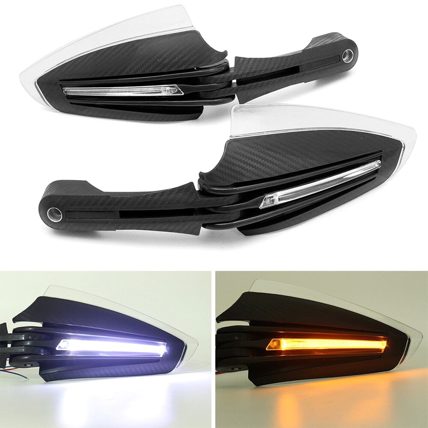 KNMASTER HG-1000 Çift Ledli Karbon Motosiklet Elcik Koruma SİNYAL VE GÜNDÜZ LEDİ ÖZELLİKLİ