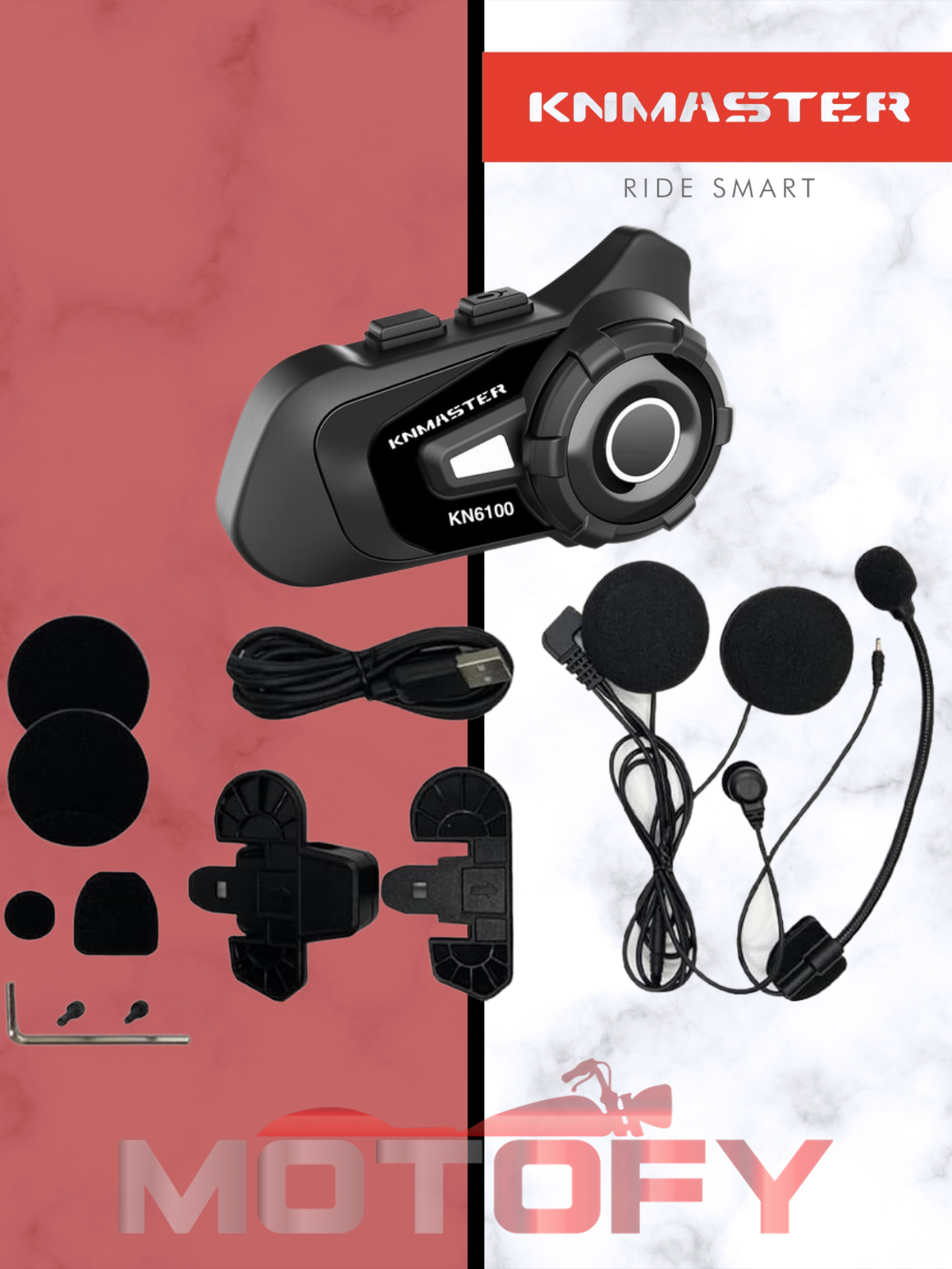KNMASTER KN6100 SİYAH MOTOSİKLET KASK İNTERKOM BLUETOOTH INTERCOM KULAKLIK SETİ
