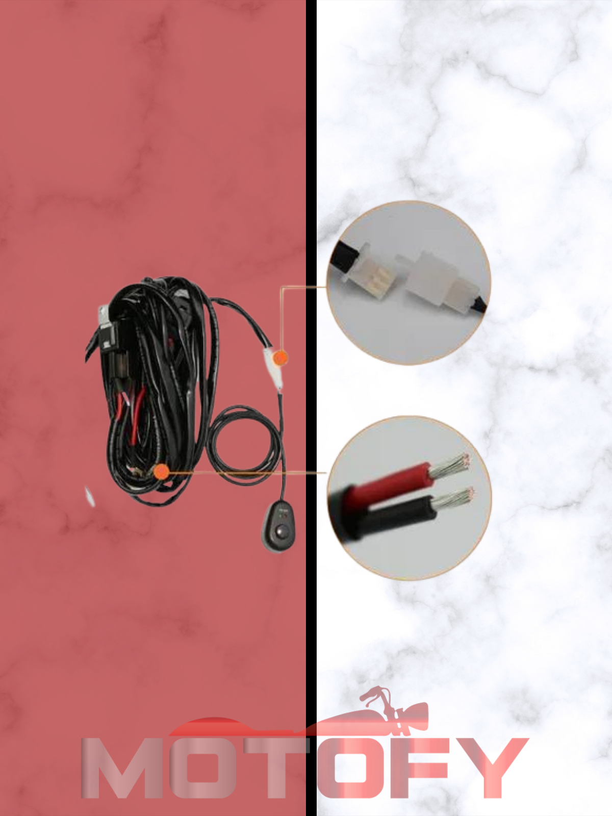MOTOSİKLET SİS FARI TESİSATI HAZIR RÖLE SİGORTA KONTROL BUTONU 300W 18AWG 15A