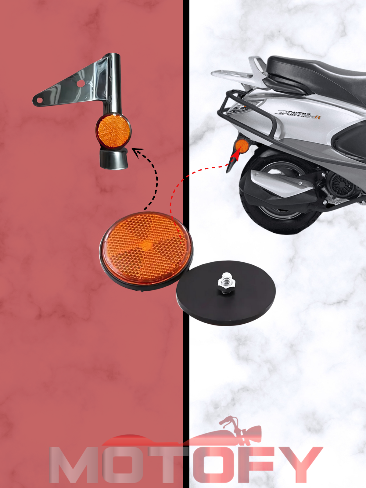 MOTOSİKLET YUVARLAK TURUNCU REFLEKTÖR 6 CM