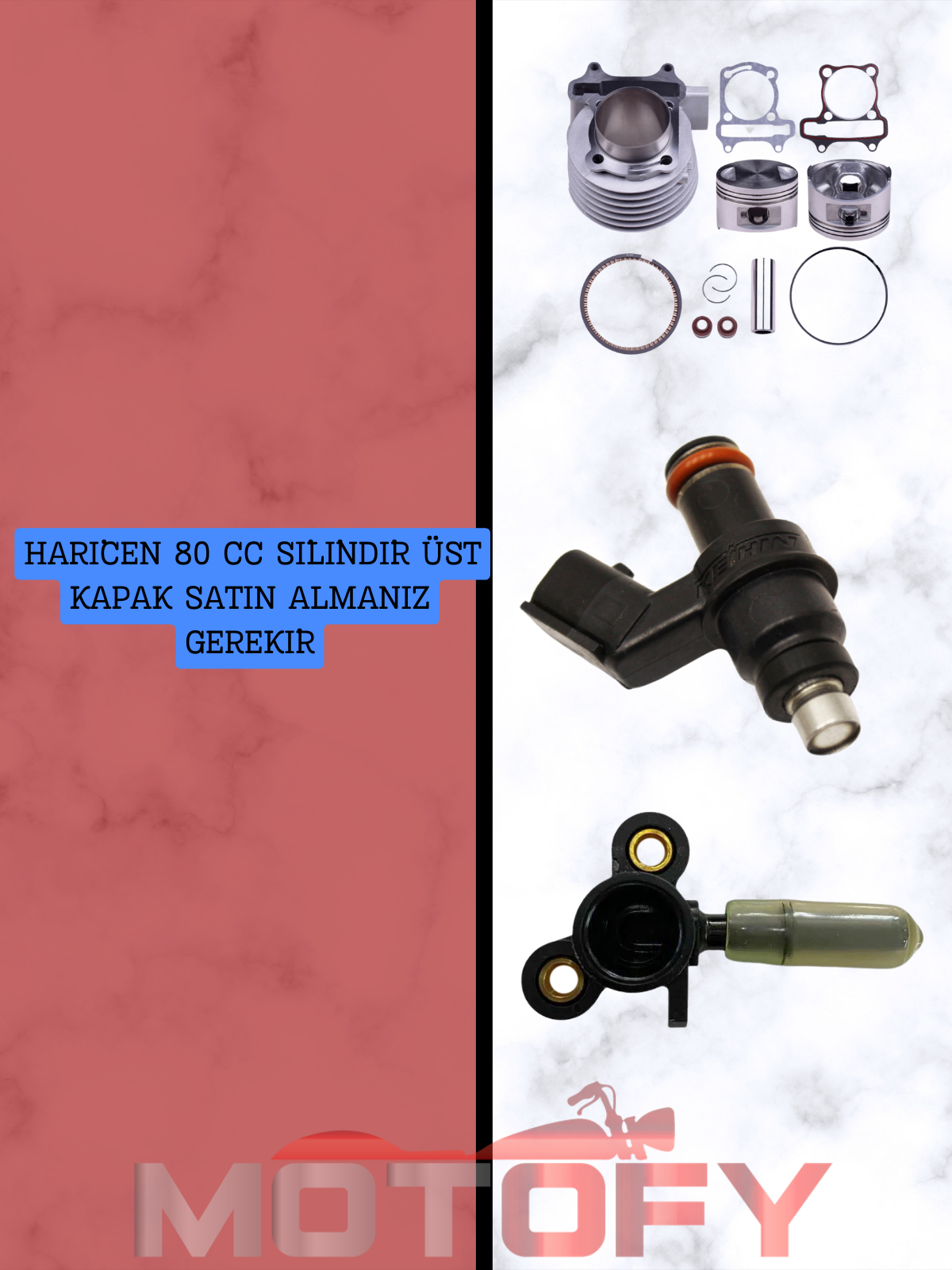 REVOLT RS5 ENJEKSİYONLU SİSTEMLİ 50 cc 'LER İÇİN - 80 cc SİLİNDİR PİSTON SEGMAN DÖNÜŞÜM SETİ - YAZILIM GÜNCELLEMESİ GEREKMEZ
