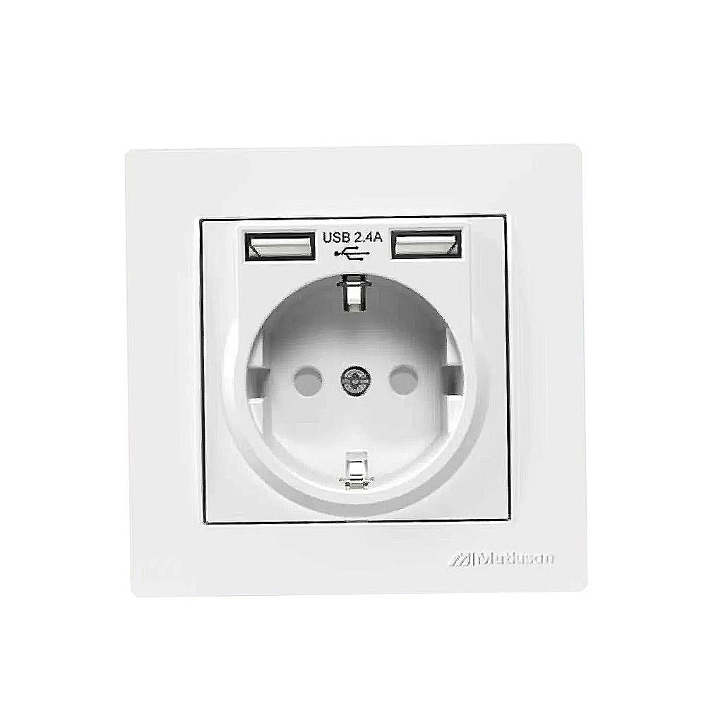 Mutlusan Çift USB Priz 2.4Ah Karavan USB Priz - Beyaz