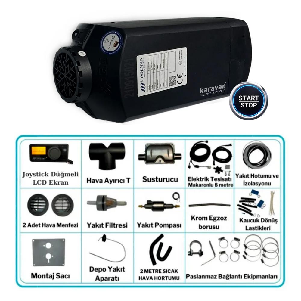 Coolman Thermon D2T 2.8kw Webasto Tipi Dizel Ortam Isıtıcı Start/Stop - 12v - Karavan Malzemeleri, Karavan EkipmanlarıOrtam IsıtıcılarCoolmanCoolman Thermon D2T 2.8kw Webasto Tipi Dizel Ortam Isıtıcı Start/Stop - 12v