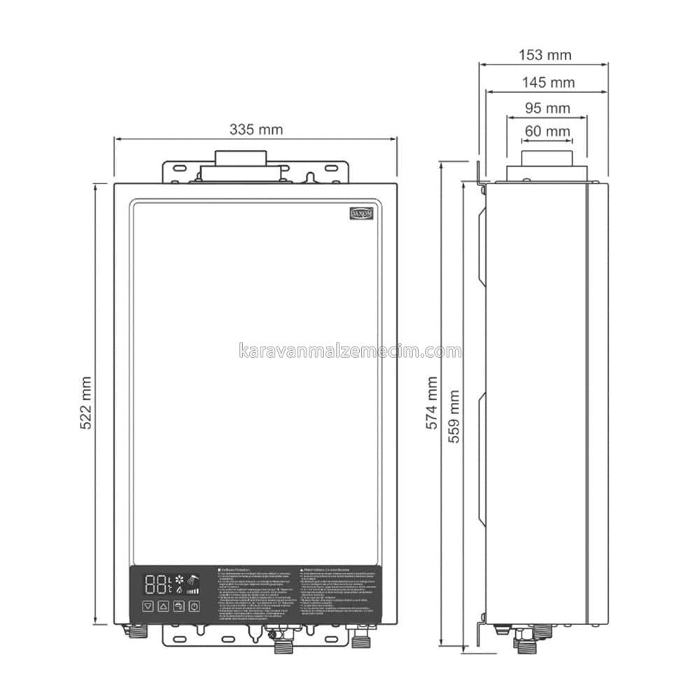 Daxom UKDAX-12STL 12 Litre Hermetik Gazlı Şofben - 220v 