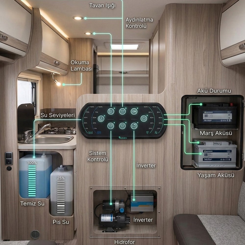 Electrozirve KP-100 Karavan & Tekne Kontrol Paneli Seti - Karavan Malzemeleri, Karavan EkipmanlarıSwitch PanellerElectrozirveElectrozirve KP-100 Karavan & Tekne Kontrol Paneli Seti