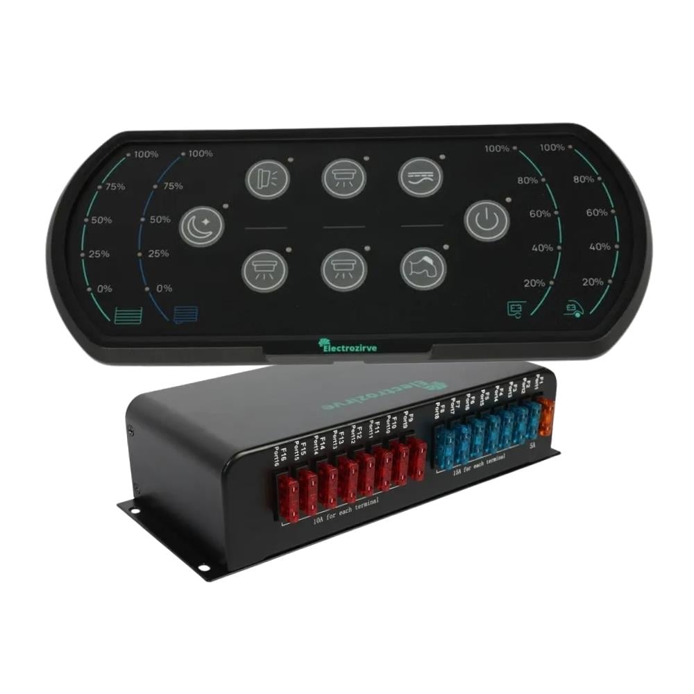 Electrozirve KP-100 Karavan & Tekne Kontrol Paneli Seti - Karavan Malzemeleri, Karavan EkipmanlarıSwitch PanellerElectrozirveElectrozirve KP-100 Karavan & Tekne Kontrol Paneli Seti