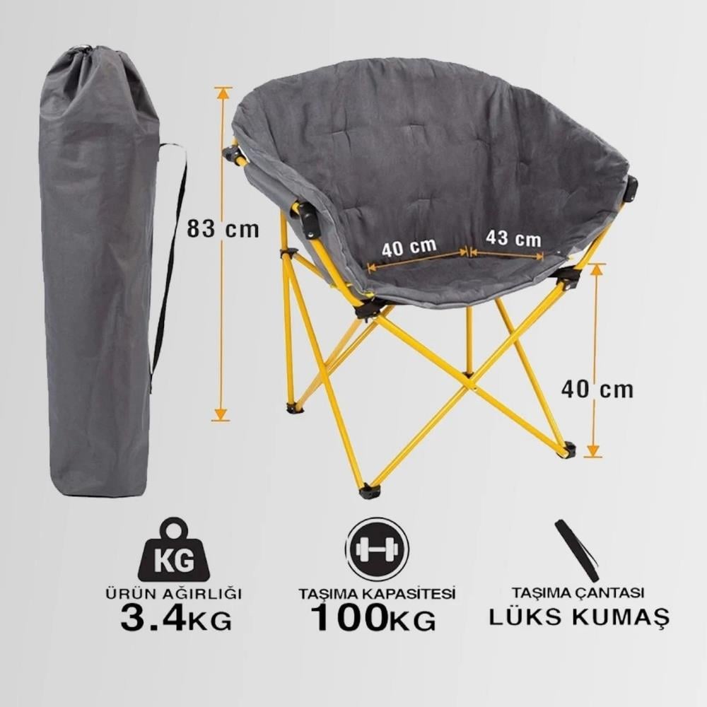 Funky Chairs Çocuk Katlanabilir Kamp Sandalyesi - Sarı - Karavan Malzemeleri, Karavan EkipmanlarıKamp SandalyeleriFunky ChairsFunky Chairs Moon L Katlanabilir Kamp Sandalyesi