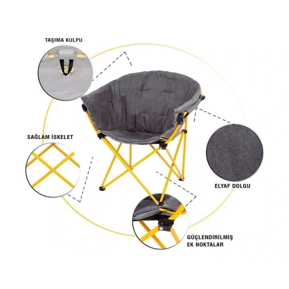 Funky Chairs Çocuk Katlanabilir Kamp Sandalyesi - Sarı - Karavan Malzemeleri, Karavan EkipmanlarıKamp SandalyeleriFunky ChairsFunky Chairs Moon L Katlanabilir Kamp Sandalyesi