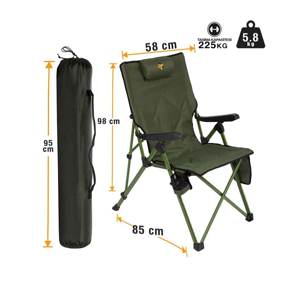 Funky Chairs Comfort 3 Kademeli Katlanabilir Kamp Sandalyesi - Haki  - Karavan Malzemeleri, Karavan EkipmanlarıKamp SandalyeleriFunky ChairsFunky Chairs Comfort 3 Kademeli Katlanabilir Kamp Sandalyesi - Haki