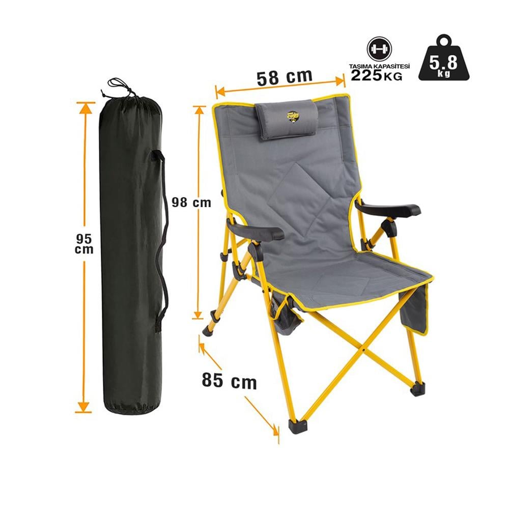Funky Chairs Comfort 3 Kademeli Katlanabilir Kamp Sandalyesi - Sarı  - Karavan Malzemeleri, Karavan EkipmanlarıKamp SandalyeleriFunky ChairsFunky Chairs Comfort 3 Kademeli Katlanabilir Kamp Sandalyesi - Sarı