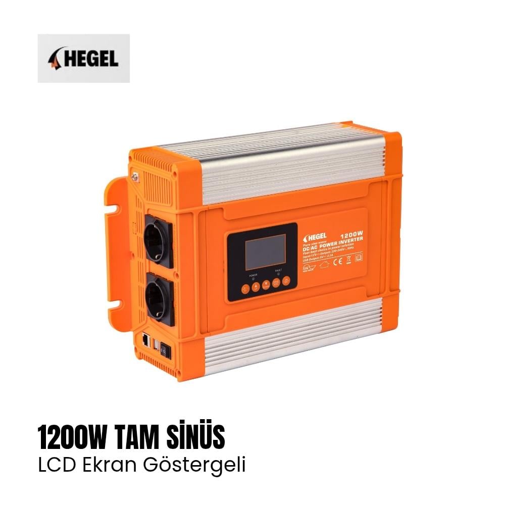 Hegel Tam Sinüs Inverter 1200w LCD Göstergeli - 12v - Karavan Malzemeleri, Karavan EkipmanlarıTam Sinüs InverterlerHegelHegel Tam Sinüs Inverter 1200w LCD Göstergeli - 12v