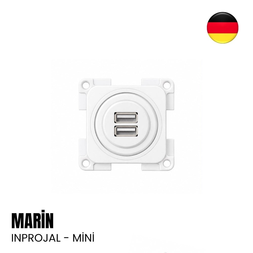 Inprojal Marin İkili USB Şarj Söketi - Mini (Tekne, Yat, Karavan) - Beyaz - Tekne & Yat Malzemeleri, Tekne ve Yat AksesuarlarıAnahtar, Priz, SöketInprojalInprojal Marin İkili USB Şarj Söketi - Mini (Tekne, Yat, Karavan) - Beyaz