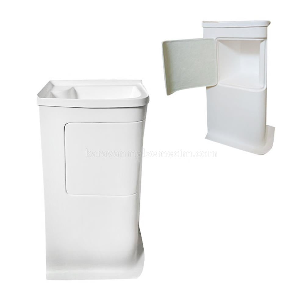 Karavan Duş Teknesi, Lavabo ve Dolap Set 110x80cm - Beyaz