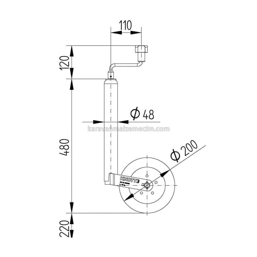 Knott Krikolu Ön Destek Tekeri 150 Kg 48mm