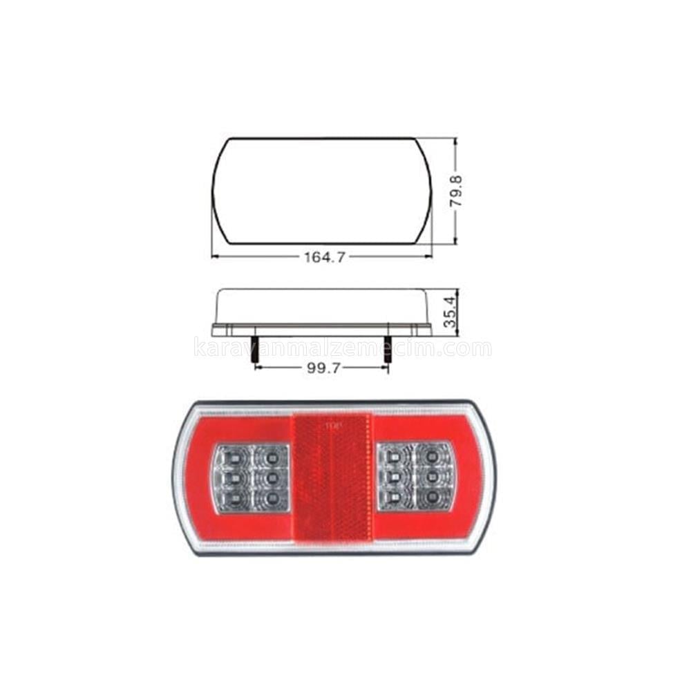 Led Römork Stop Lambası 12v Uzun Tip 2'li Set