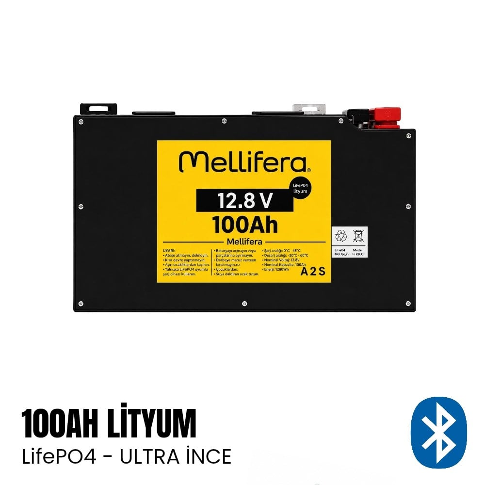 Mellifera Lityum Akü 100Ah LifePO4 12.8v - Ultra Slim - Karavan Malzemeleri, Karavan EkipmanlarıLityum AkülerMelliferaMellifera Lityum Akü 100Ah LifePO4 12.8v - Ultra Slim