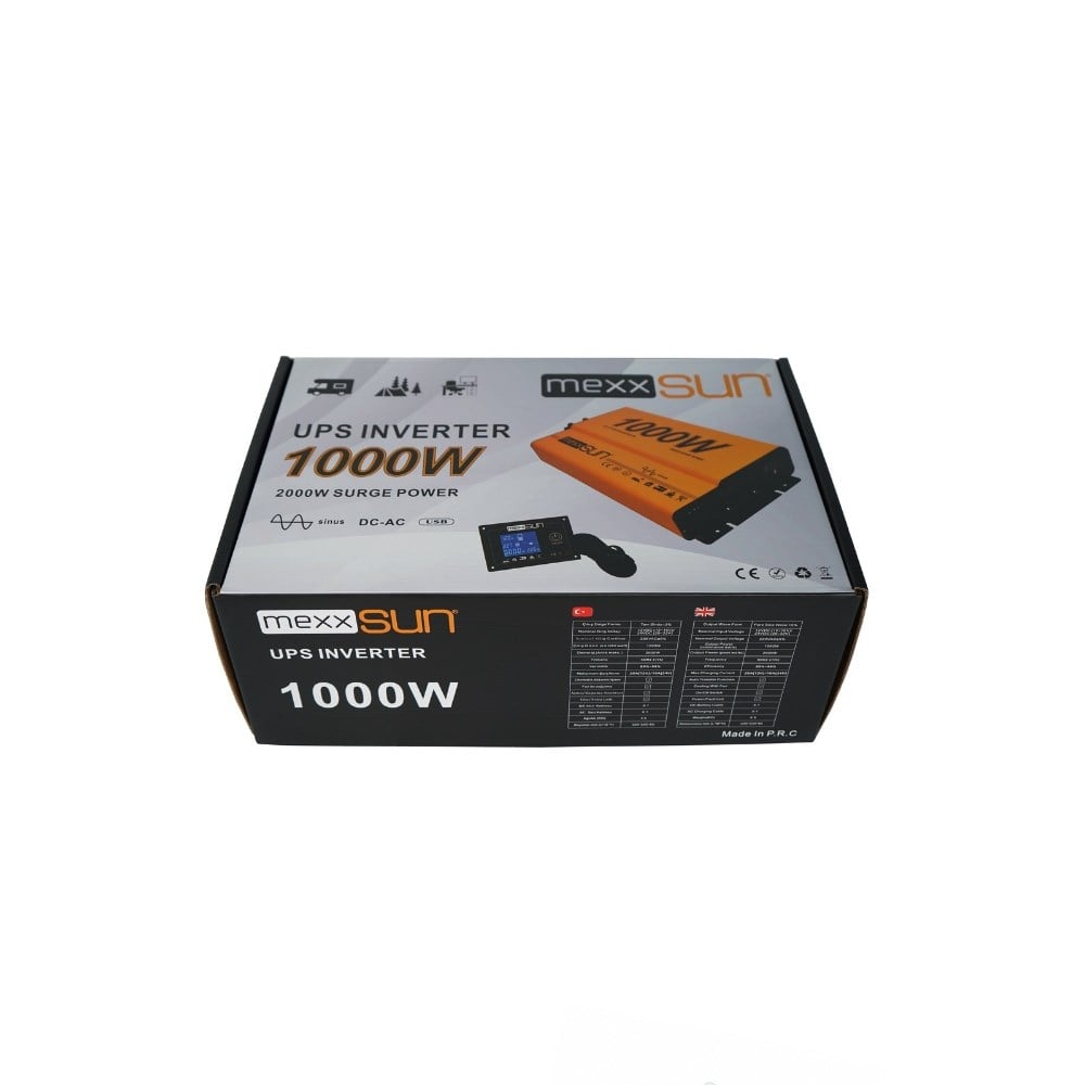 Mexxsun Akü Şarjlı UPS Tam Sinüs Inverter 1000w 12v - 25Ah ( Remote Ekran ) - Karavan Malzemeleri, Karavan EkipmanlarıTam Sinüs InverterlerMexxsunMexxsun Akü Şarjlı UPS Tam Sinüs Inverter 1000w 12v - 20Ah ( Remote Ekran )
