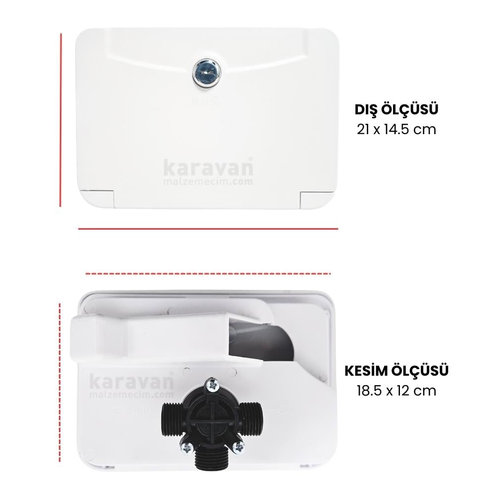 Revex Dış Duş Kutusu Sıcak / Soğuk Anahtarlı Kilitli - Beyaz - Karavan Malzemeleri, Karavan EkipmanlarıDış DuşlarRevexRevex Dış Duş Kutusu Sıcak / Soğuk Anahtarlı Kilitli - Beyaz