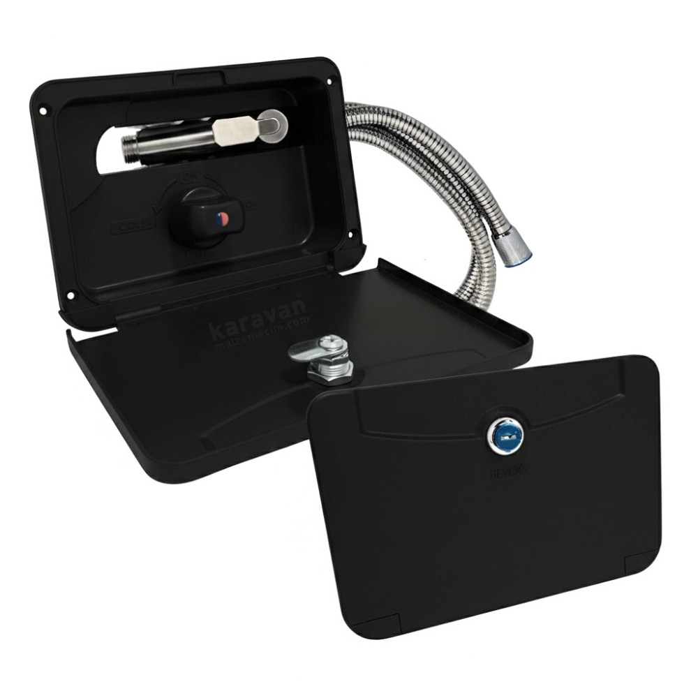 Revex Dış Duş Kutusu Sıcak / Soğuk Anahtarlı Kilitli - Siyah - Karavan Malzemeleri, Karavan EkipmanlarıDış DuşlarRevexRevex Dış Duş Kutusu Sıcak / Soğuk Anahtarlı Kilitli - Siyah