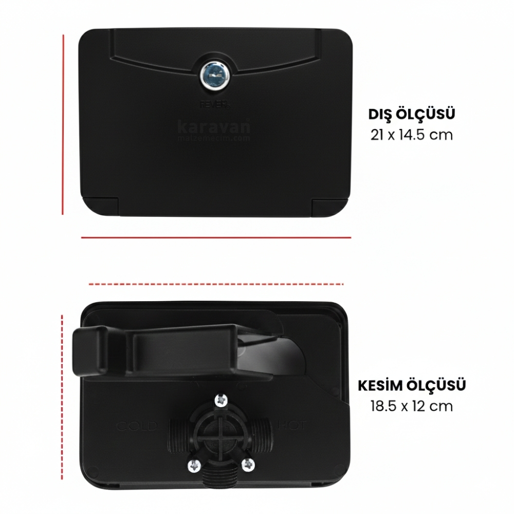 Revex Dış Duş Kutusu Sıcak / Soğuk Anahtarlı Kilitli - Siyah - Karavan Malzemeleri, Karavan EkipmanlarıDış DuşlarRevexRevex Dış Duş Kutusu Sıcak / Soğuk Anahtarlı Kilitli - Siyah