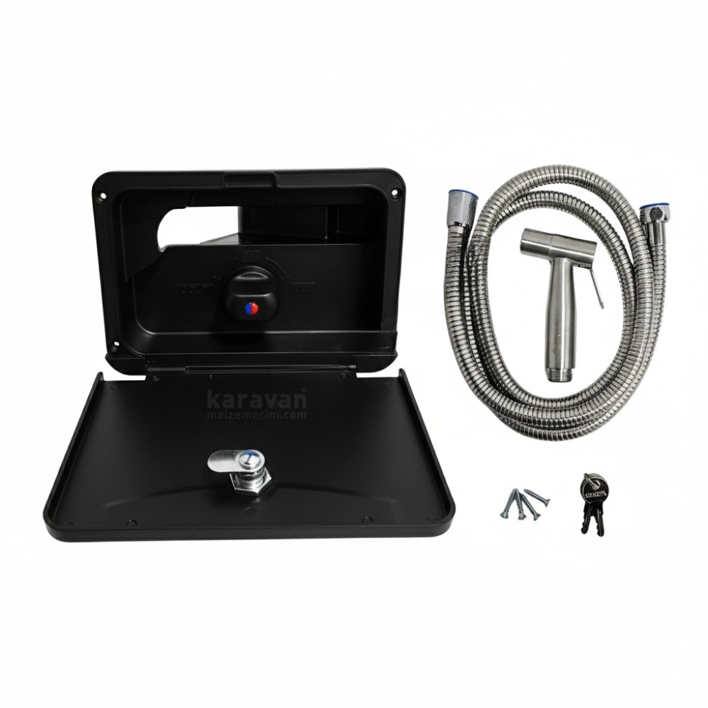 Revex Dış Duş Kutusu Sıcak / Soğuk Anahtarlı Kilitli - Siyah - Karavan Malzemeleri, Karavan EkipmanlarıDış DuşlarRevexRevex Dış Duş Kutusu Sıcak / Soğuk Anahtarlı Kilitli - Siyah
