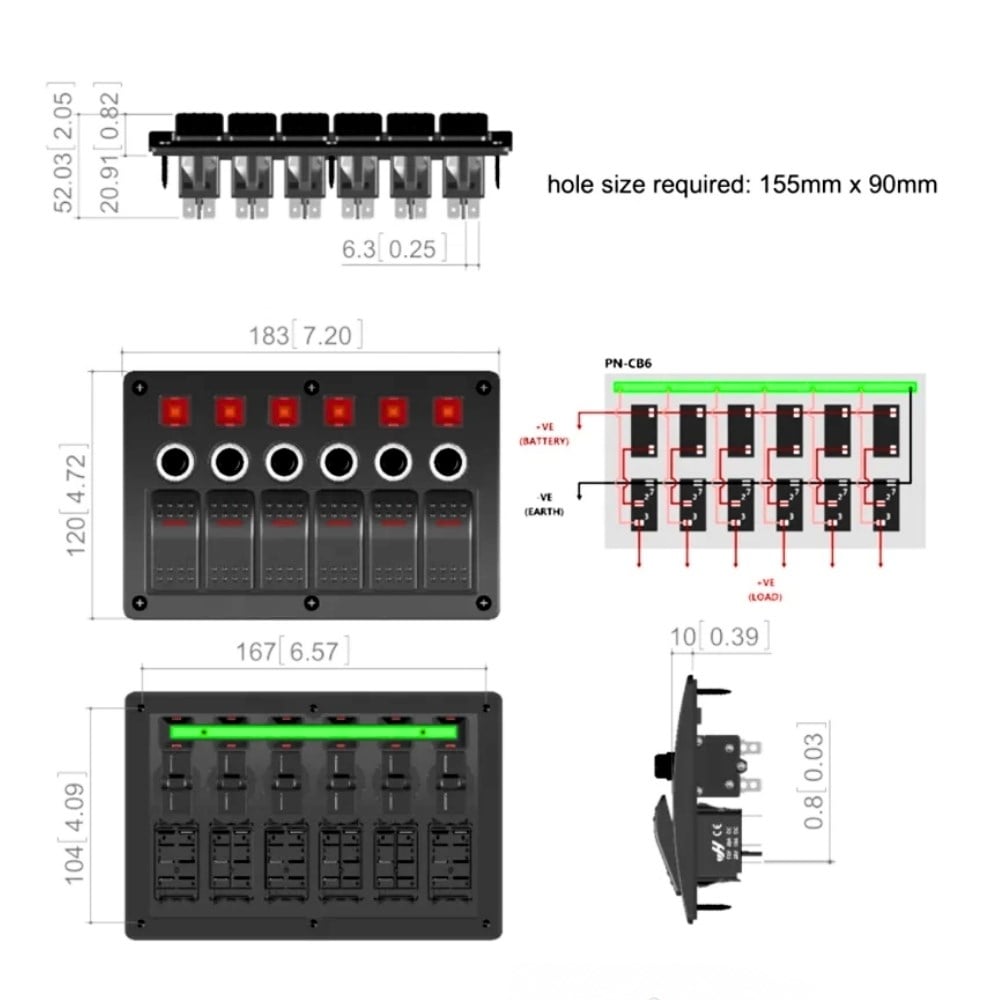 SHUIVAN BFY 6'lı Switch Panel Tam Otomatik Sigorta Paneli - Işıklı - Karavan Malzemeleri, Karavan EkipmanlarıSwitch PanellerSHUIVANSHUIVAN BFY 6'lı Switch Panel Tam Otomatik Sigorta Paneli - Işıklı