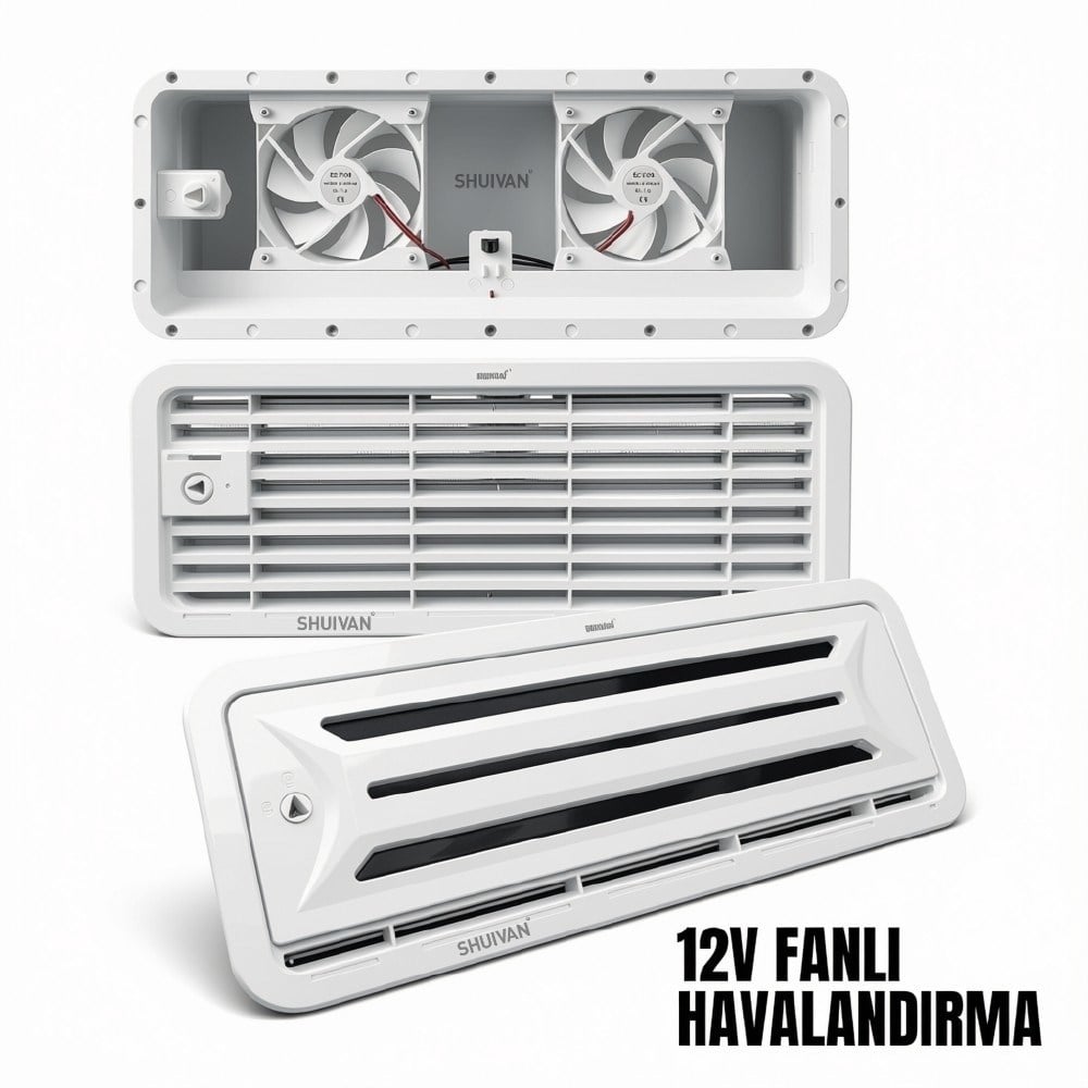 SHUIVAN Buzdolabı Havalandırma Menfezi 12v Fanlı Kış Kapaklı 48x18,5cm - Beyaz - 12v - Karavan Malzemeleri, Karavan EkipmanlarıMenfezlerSHUIVANSHUIVAN Buzdolabı Havalandırma Menfezi 12v Fanlı Kış Kapaklı 48x18,5cm - Beyaz - 12v