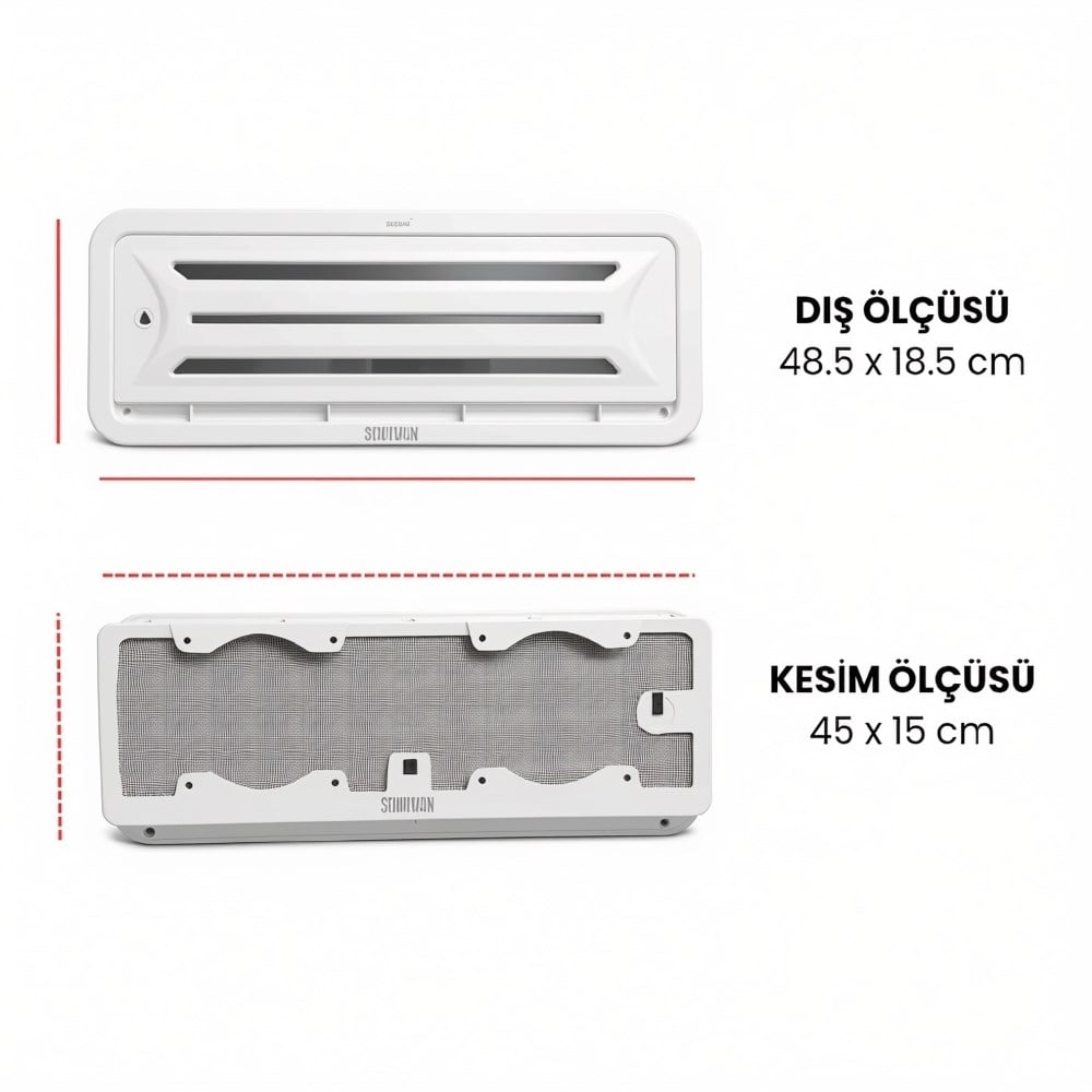 SHUIVAN Buzdolabı Havalandırma Menfezi 12v Fanlı Kış Kapaklı 48x18,5cm - Beyaz - 12v - Karavan Malzemeleri, Karavan EkipmanlarıMenfezlerSHUIVANSHUIVAN Buzdolabı Havalandırma Menfezi 12v Fanlı Kış Kapaklı 48x18,5cm - Beyaz - 12v