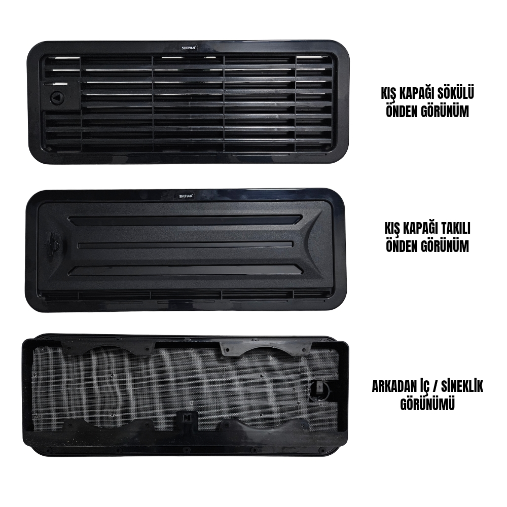 SHUIVAN Karavan Buzdolabı Havalandırma Menfezi Kış Kapaklı 48x18,5cm - Siyah - Karavan Malzemeleri, Karavan EkipmanlarıMenfezlerSHUIVANSHUIVAN Buzdolabı Havalandırma Menfezi Kış Kapaklı 48x18,5cm - Siyah