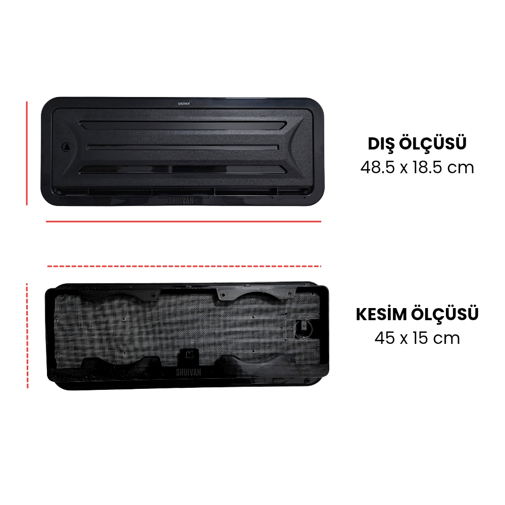 SHUIVAN Karavan Buzdolabı Havalandırma Menfezi Kış Kapaklı 48x18,5cm - Siyah - Karavan Malzemeleri, Karavan EkipmanlarıMenfezlerSHUIVANSHUIVAN Buzdolabı Havalandırma Menfezi Kış Kapaklı 48x18,5cm - Siyah