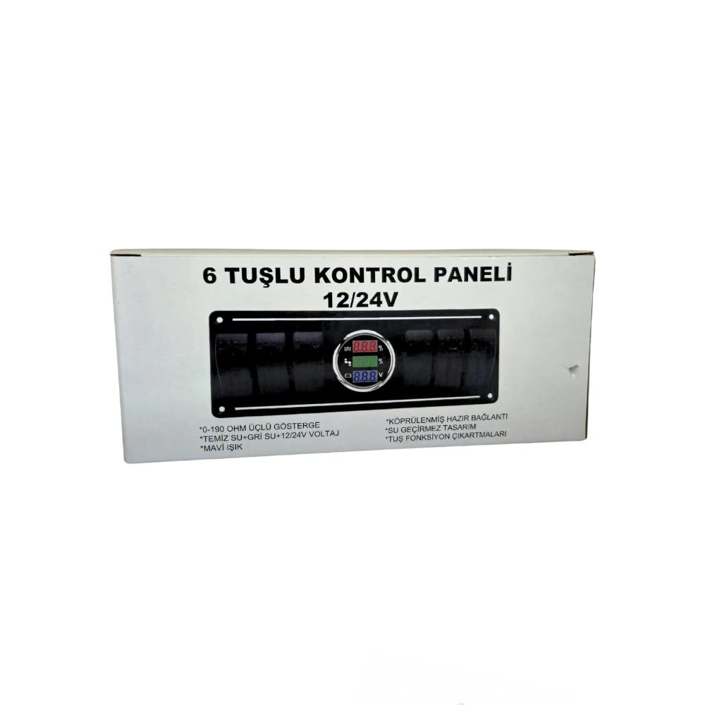 SHUIVAN Switch Panel 6'lı Dijital Seviye + Voltmetre Kombine Sigorta Paneli - Karavan Malzemeleri, Karavan EkipmanlarıSwitch PanellerSHUIVANSHUIVAN Switch Panel 6'lı Dijital Seviye + Voltmetre Kombine Sigorta Paneli