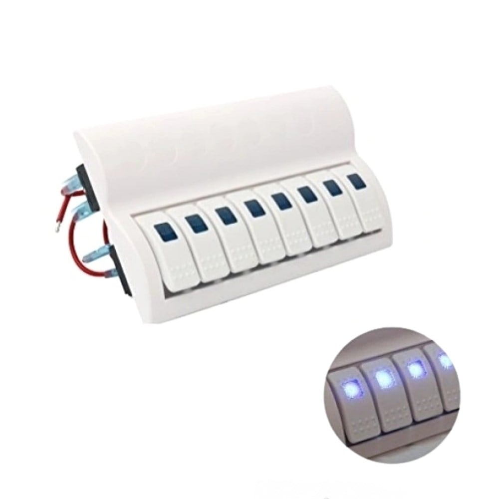 SHUIVAN Switch Panel 8'li Piyano Otomatik Sigorta Paneli - Beyaz - Karavan Malzemeleri, Karavan EkipmanlarıSwitch PanellerBFYSHUIVAN Switch Panel 8'li Piyano Otomatik Sigorta Paneli - Beyaz