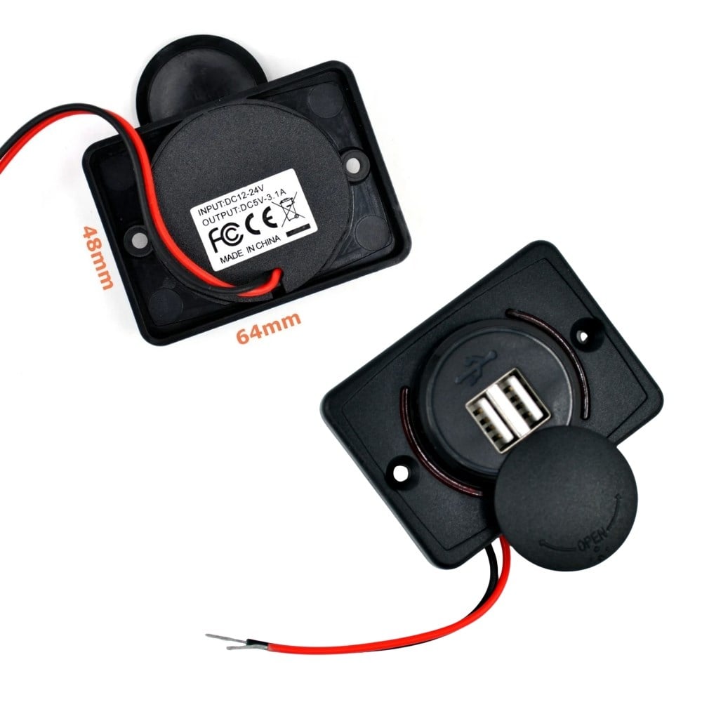 SHUIVAN USB Girişi İkili Şarj Söketi 3.1Ah Döner Kapaklı - Düz Taban - Karavan Malzemeleri, Karavan EkipmanlarıEnerji Portları & SöketlerSHUIVANSHUIVAN USB Girişi İkili Şarj Söketi 3.1Ah Döner Kapaklı - Düz Taban