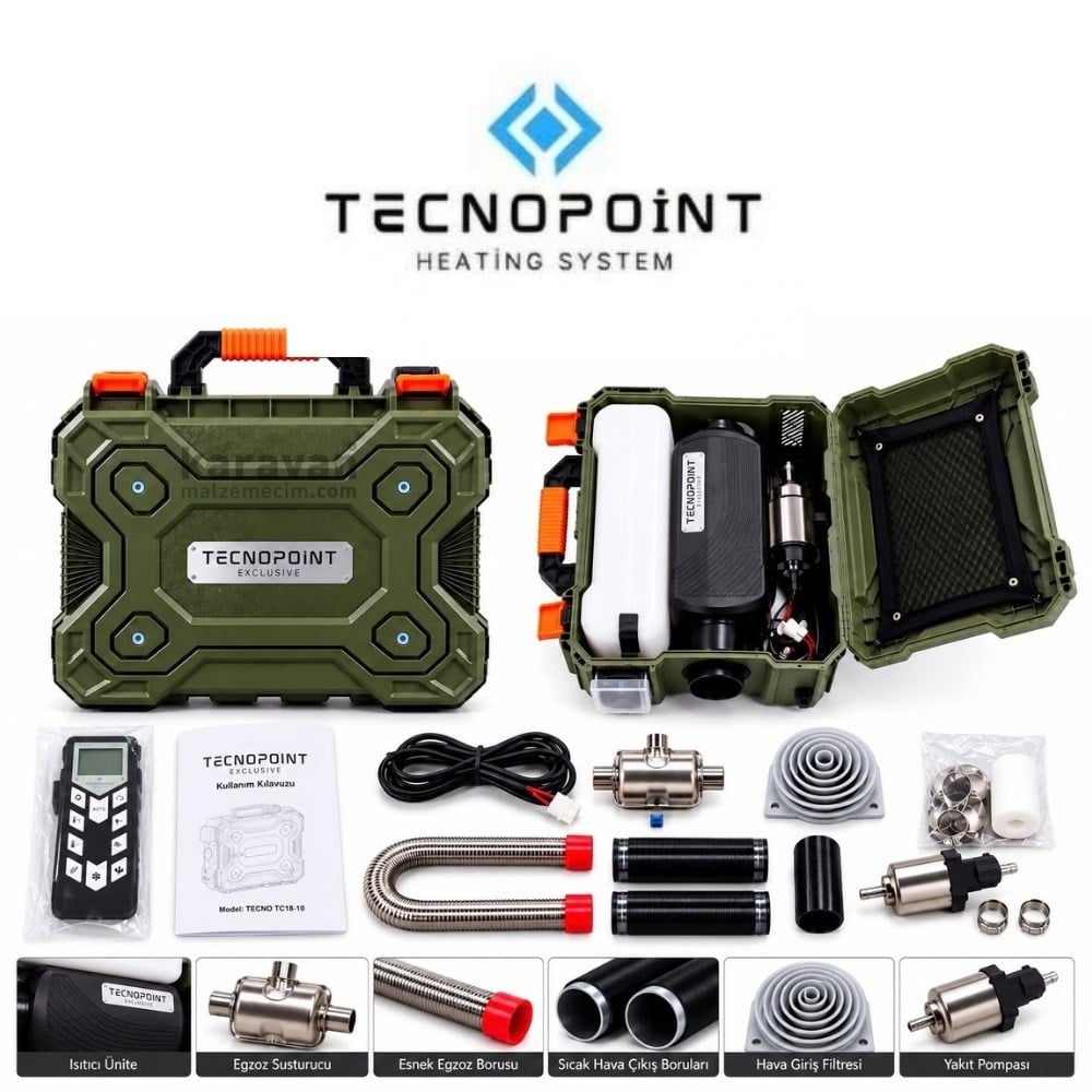 Tecnopoint Exclusive 6kw Su Geçirmez Offroad Webasto Tipi Dizel Ortam Isıtıcı - 12v/24v/220v - Karavan Malzemeleri, Karavan EkipmanlarıOrtam IsıtıcılarTecnopointTecnopoint Exclusive 6kw Su Geçirmez Offroad Webasto Tipi Dizel Ortam Isıtıcı - 12v/24v/220v