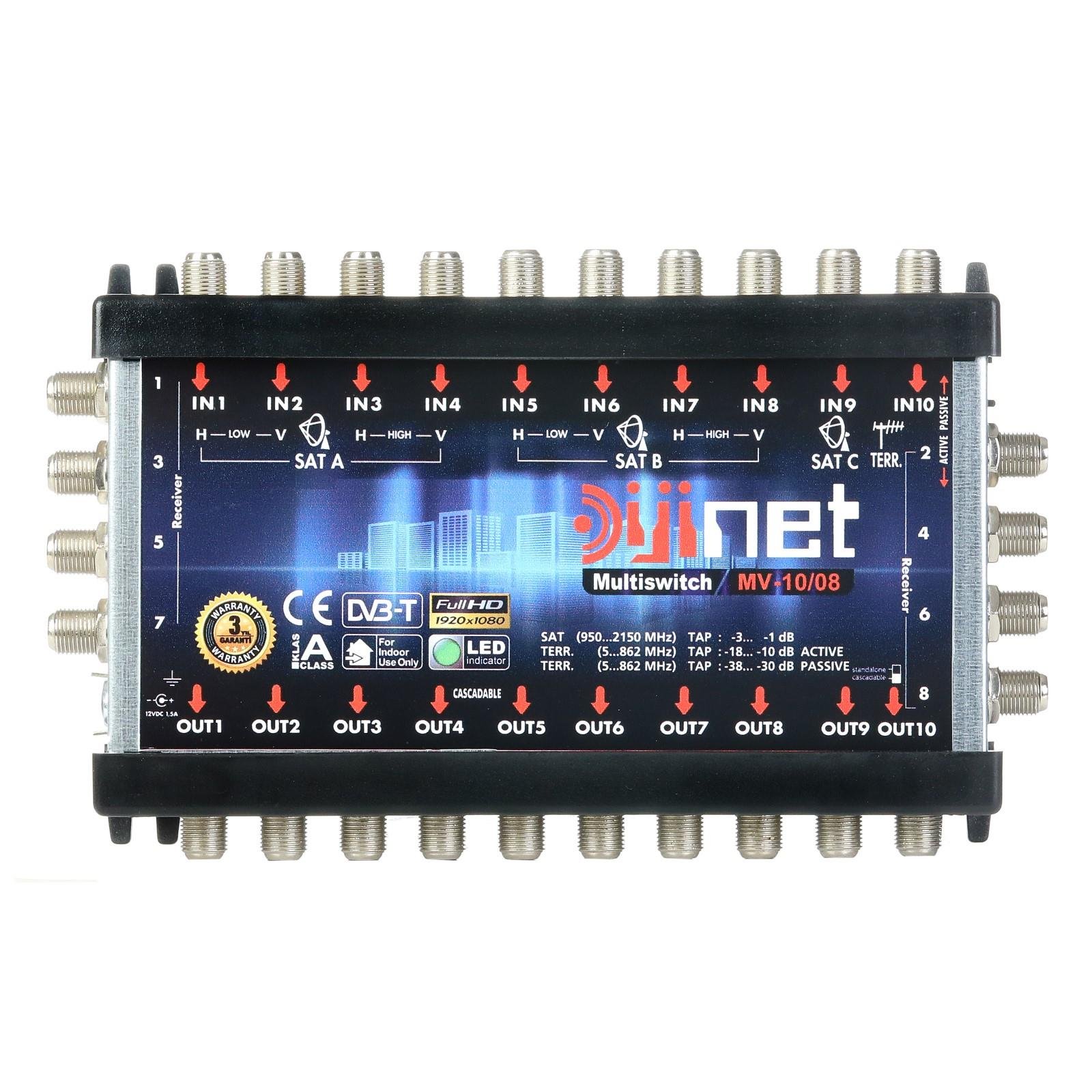 DİJİNET DJMS-10/08 10X8 ÇIKIŞ, DİSEQC 2.0 TV, MultiSwitch GEÇİŞLİ / SONLU