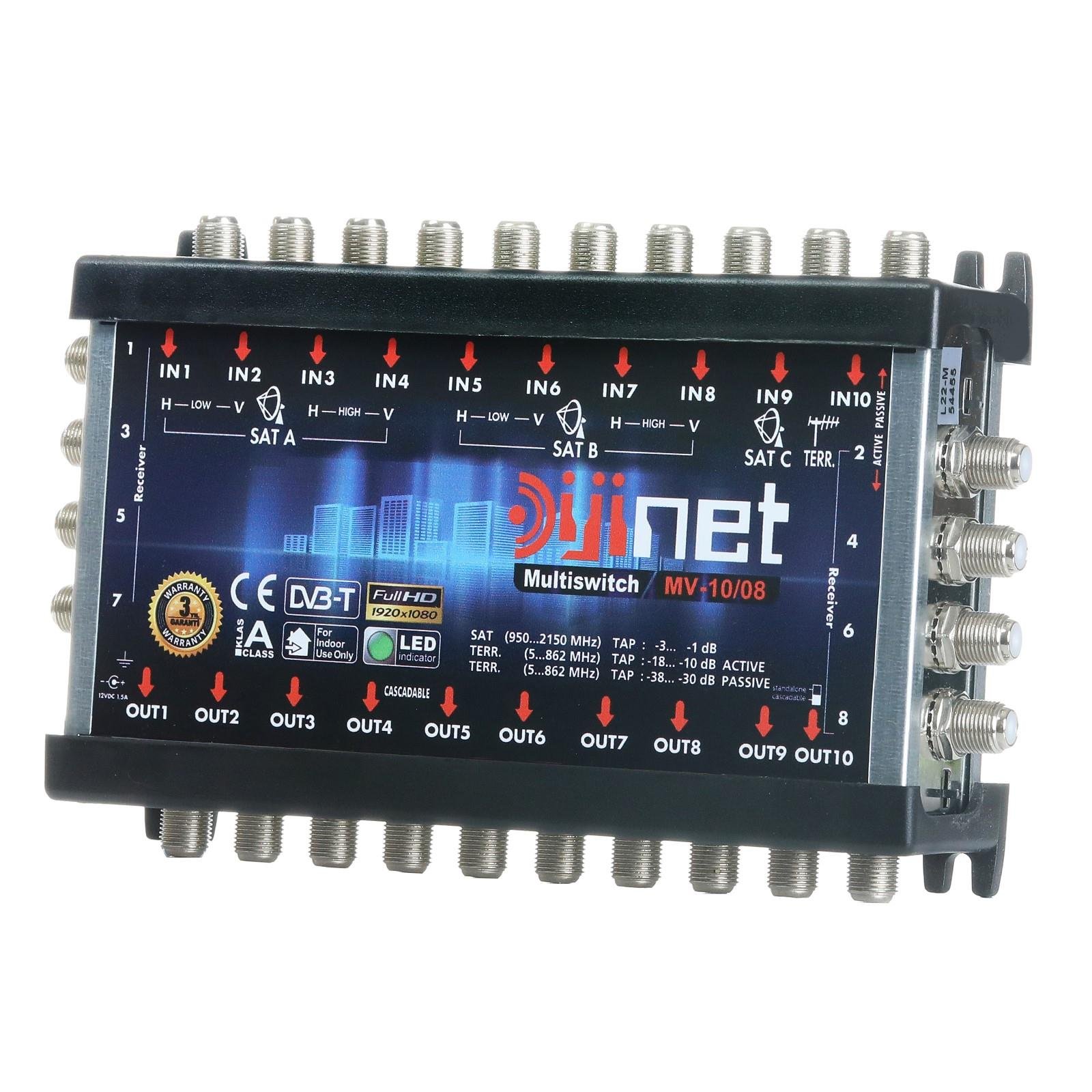 DİJİNET DJMS-10/08 10X8 ÇIKIŞ, DİSEQC 2.0 TV, MultiSwitch GEÇİŞLİ / SONLU