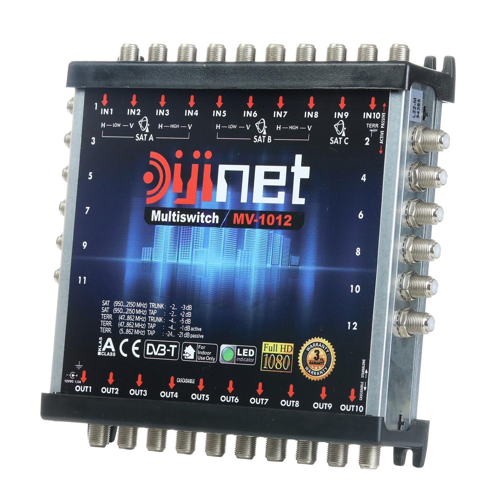 DİJİNET DJMS-10/12 10X12 ÇIKIŞ, DİSEQC 2.0 TV, MultiSwitch GEÇİŞLİ / SONLU