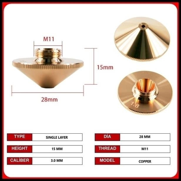 DİA28 H15 M11 SINGLE NOZZLE 3.0 MM DIAGONAL COPPER