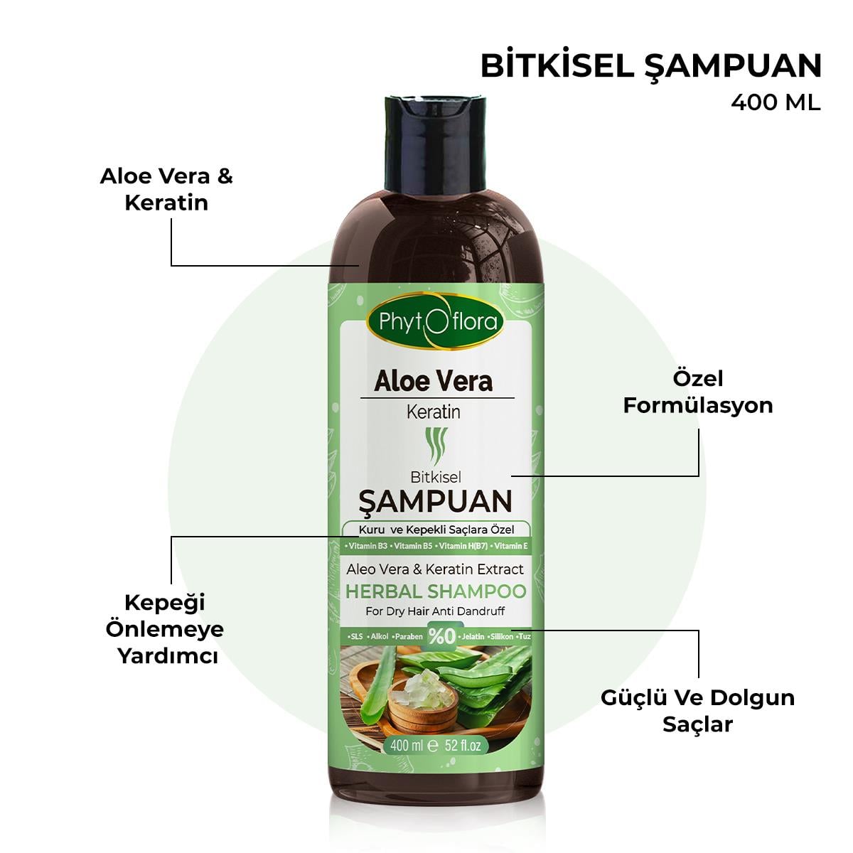Aloe Vera Ve Keratinli Bitkisel Şampuan