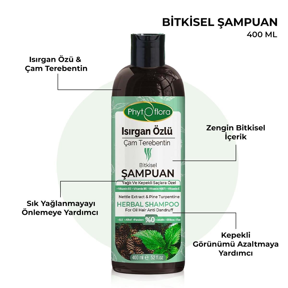 Isırgan Özlü Çam Terebentin Özlü Bitkisel Şampuan