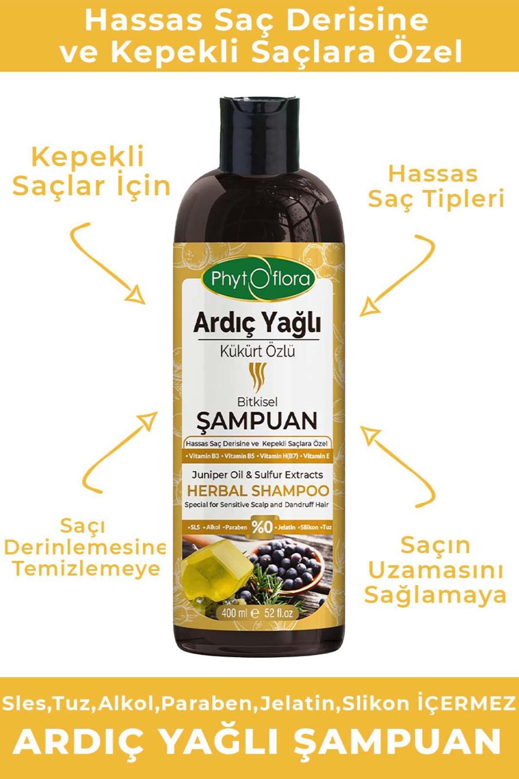 Tuzsuz Hassas Saç Derisine Ve Kepekli Saçlara Özel Ardıç Yağlı Bitkisel Şampuan