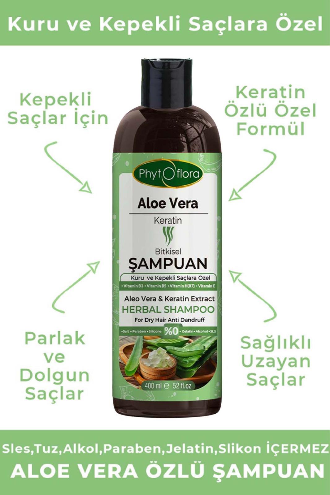 Tuzsuz Kuru Ve Kepekli Saçlara Özel Aloe Vera Ve Keratin Ilaveli Bitkisel Şampuan