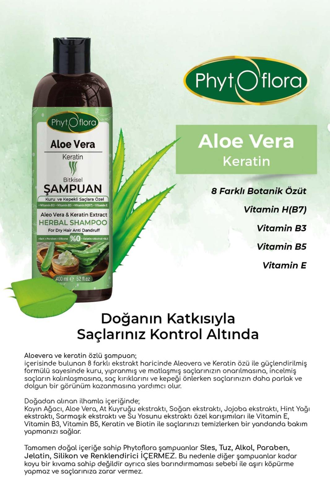 Tuzsuz Kuru Ve Kepekli Saçlara Özel Aloe Vera Ve Keratin Ilaveli Bitkisel Şampuan